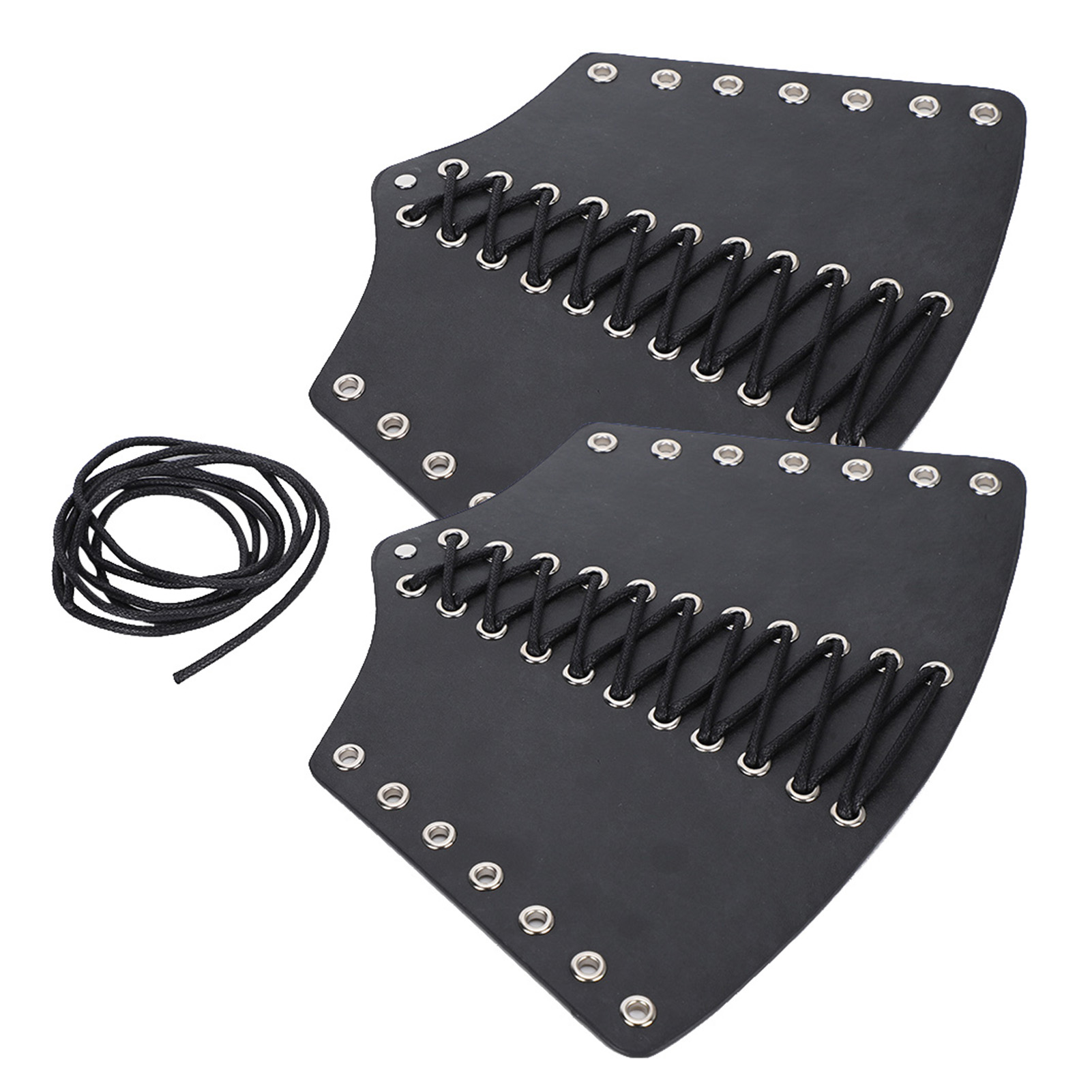 2 Sets Punk Bracer Black Outdoor PU Retractable Armband Archery Cross Strings