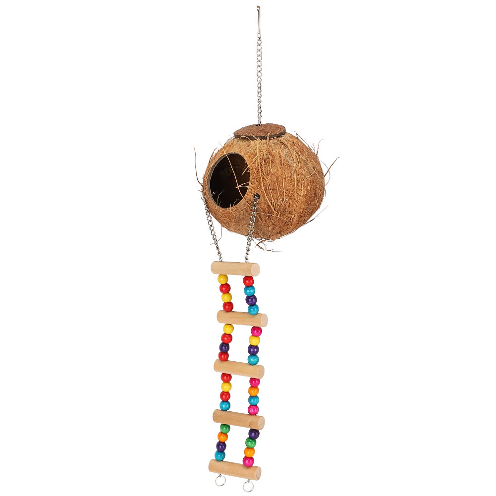 Coconut Husk Birds Swing Bed Cave Toys With Ladder Natural Ha KRI✈️