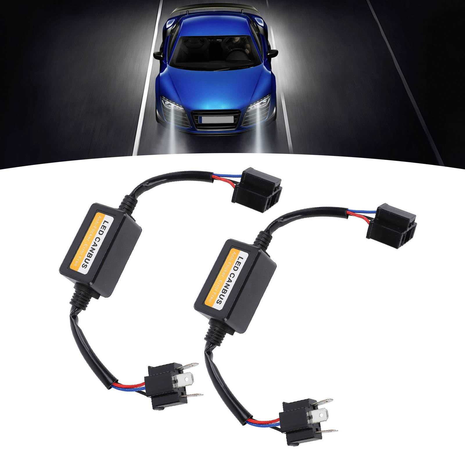 2pcs H4 LED CANbus Decoder DC 9 To 16V Plug And Play Anti Flickering LED