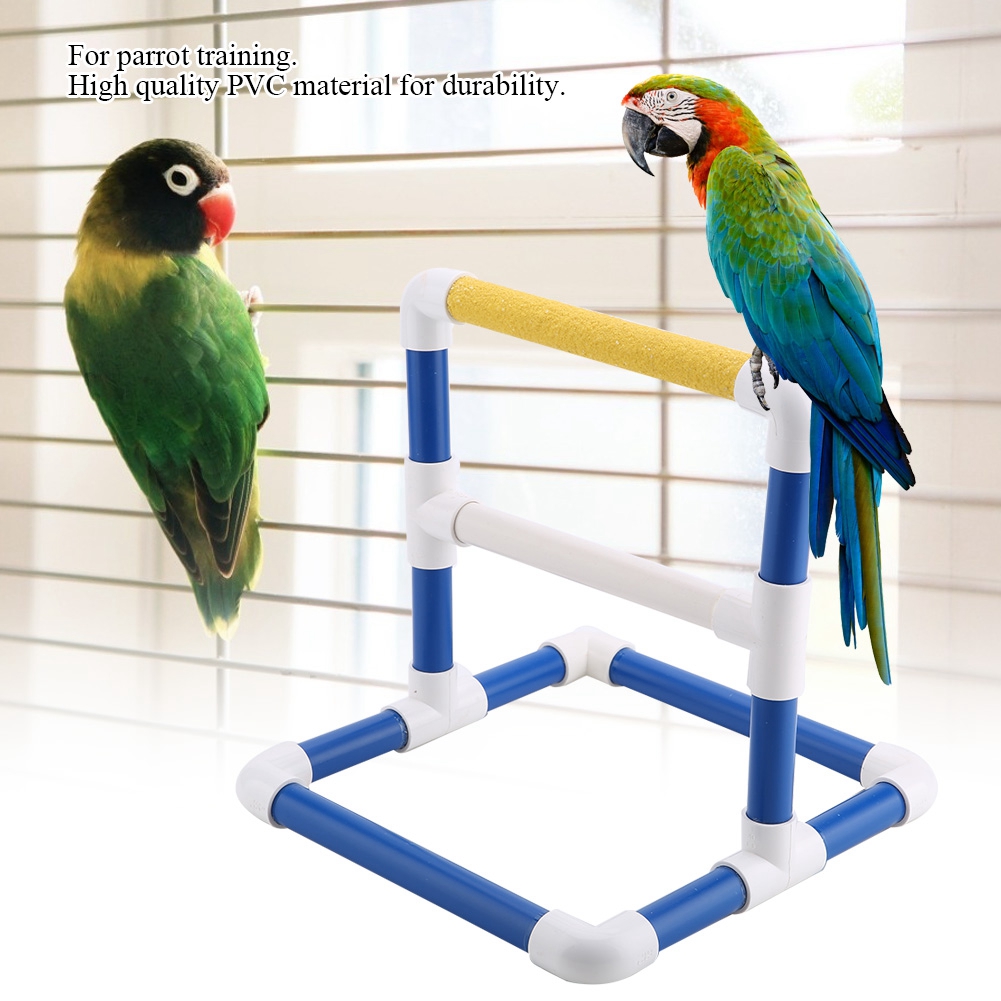 ° Stand Perch Rack Bird Play Center Toy Tray Training (Scrub)