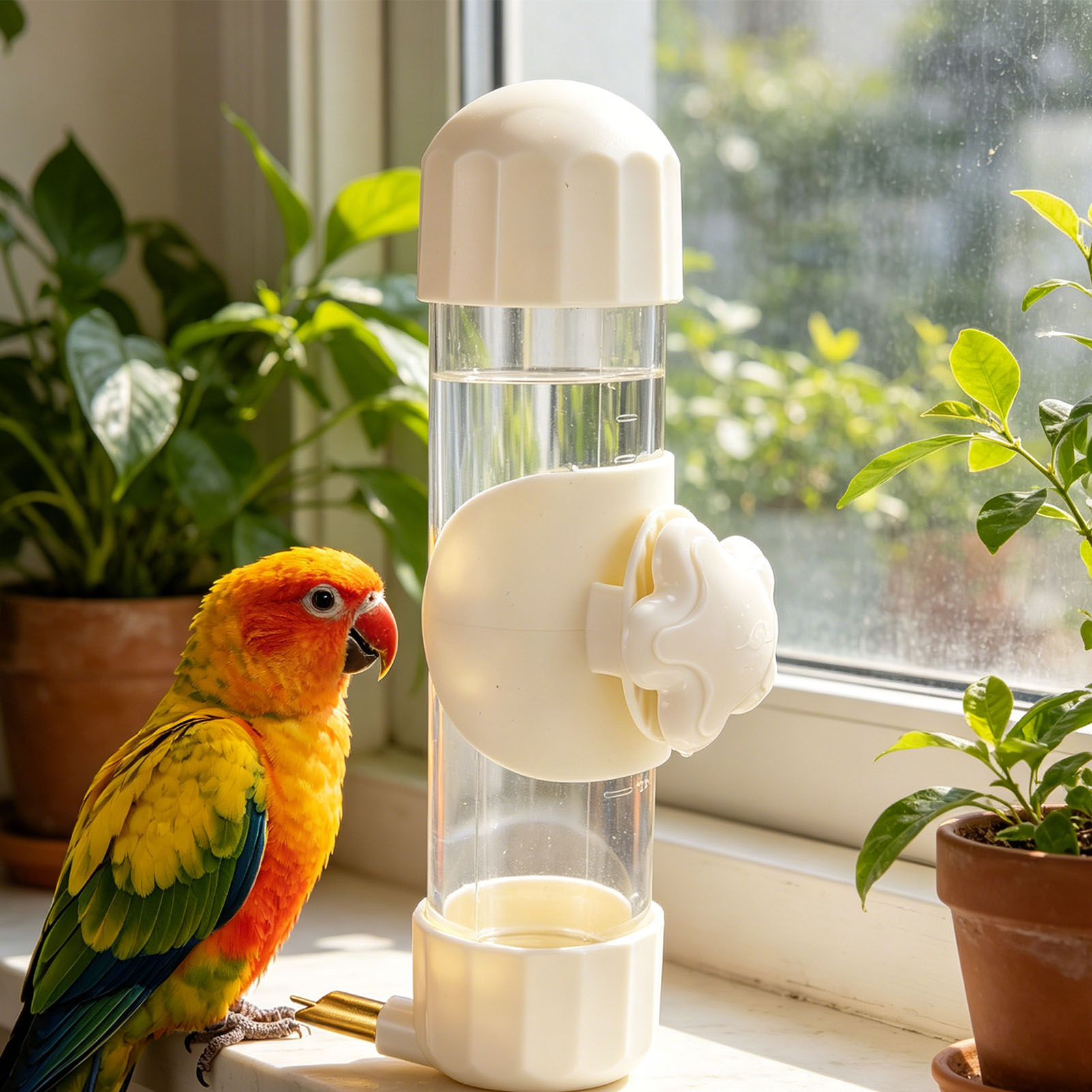 200ml Capacity Bird Water Dispenser Acrylic Material for Cockatiels