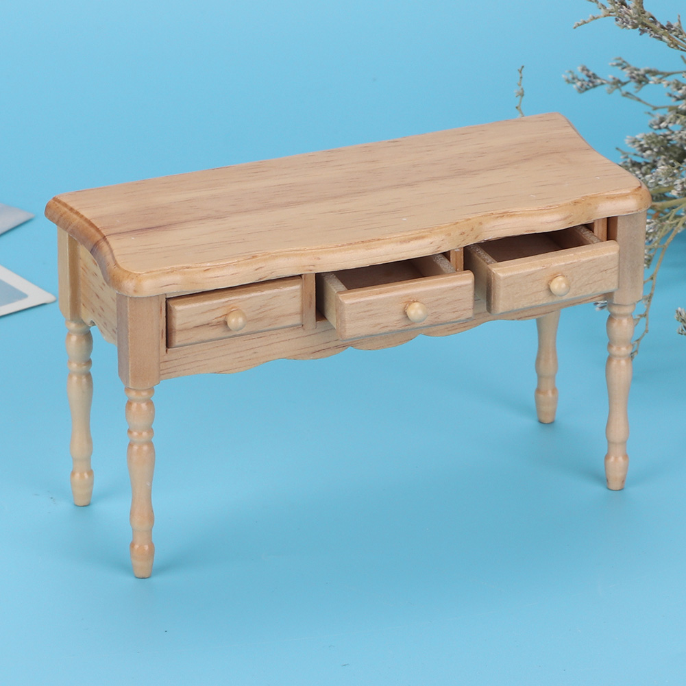 Miniature Furniture Model Wooden Desk Table For 1:12 Doll House Living Roo KRI✈️