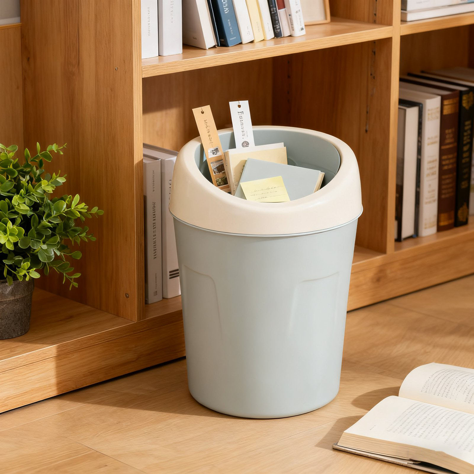 Plastic Mini Desktop Waste Trash Rubbish Can With Lid Portable Table Stora KRI✈️
