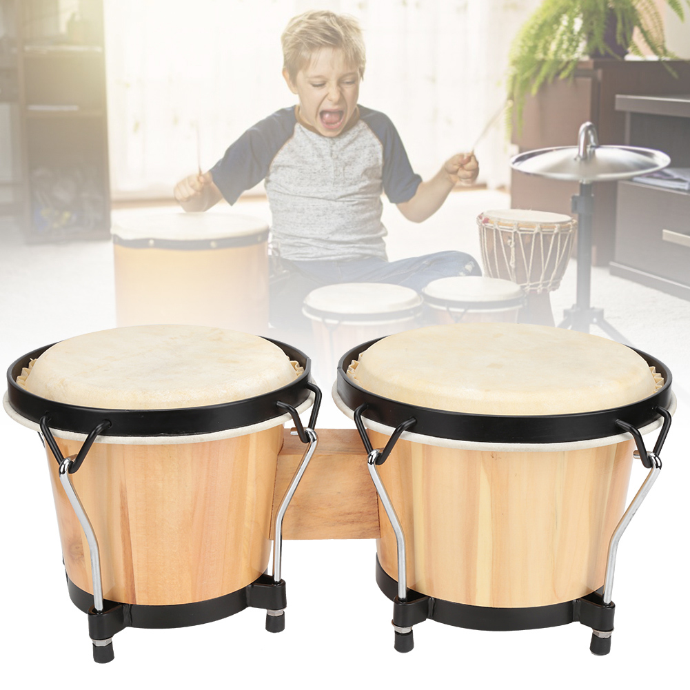 African Drum Natural Wood With Wrench For Music Player Musical Instrument KRI✈️