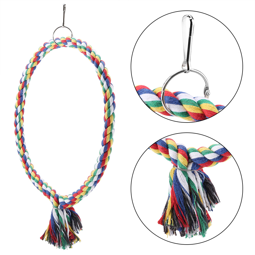 Bird Circle Ring Rope Perch Stand Swing Chewing Toy Birdcage Decora KRI✈️