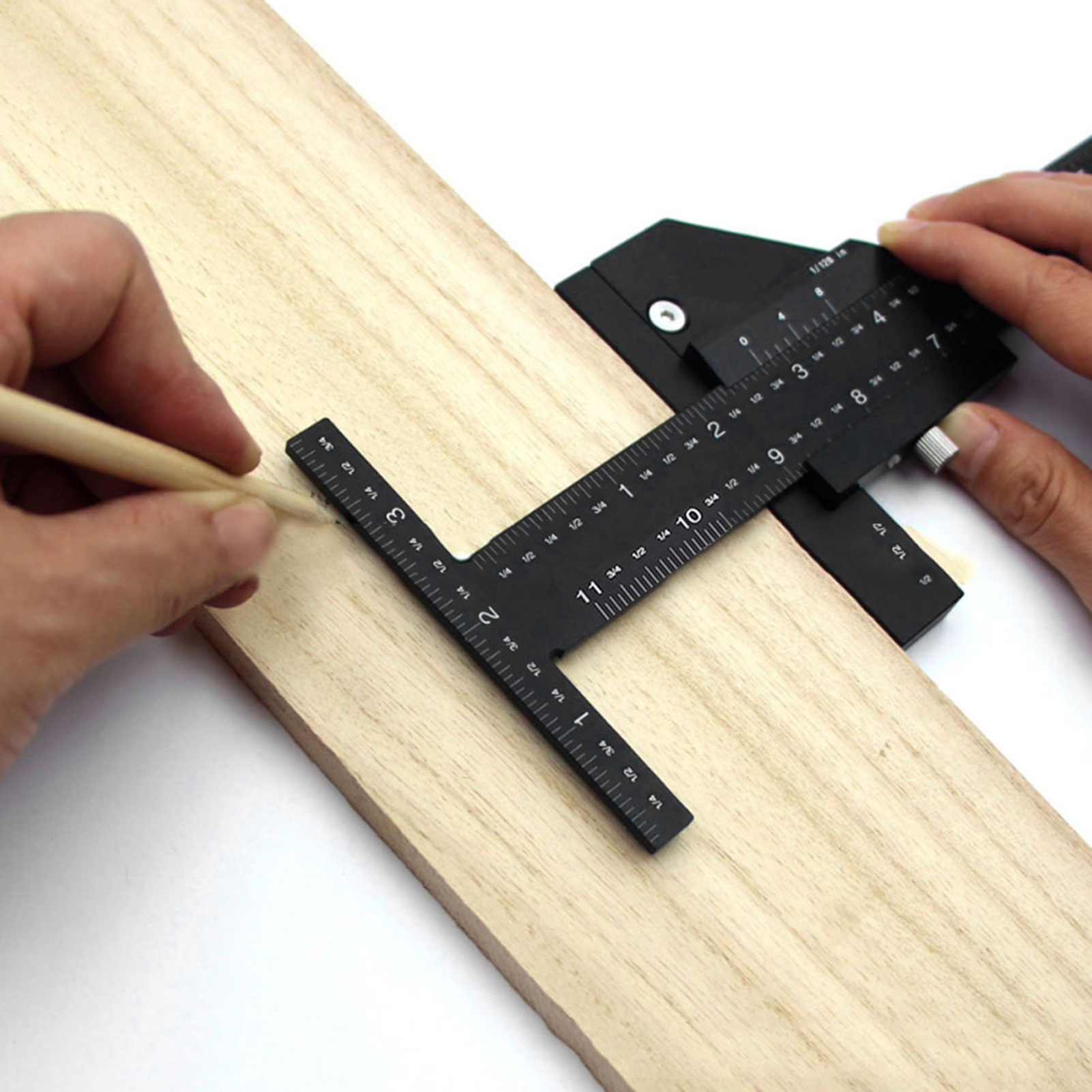 Woodworking T Ruler Woodworking Aluminum Alloy Wood Scriber Measure Scribing