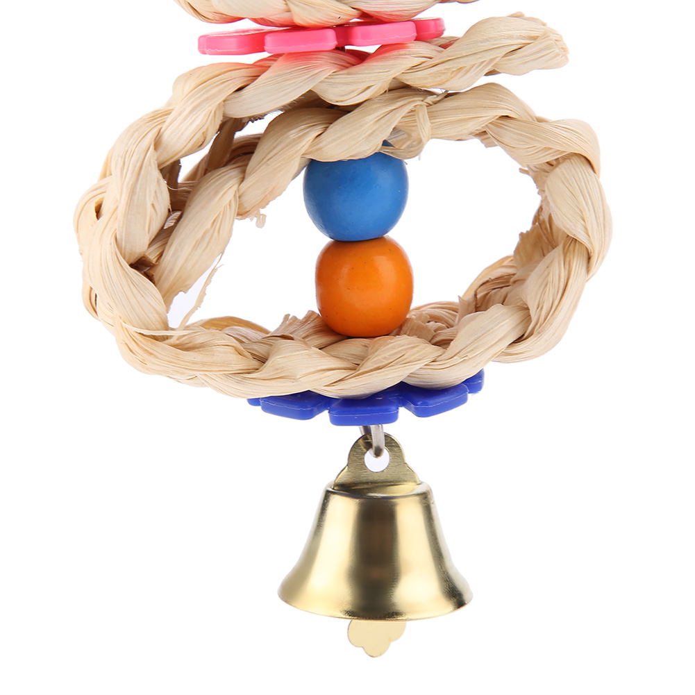Pet Bird Toy Interactive Chew Wooden Circular Pattan Balls Hanging KRI✈️