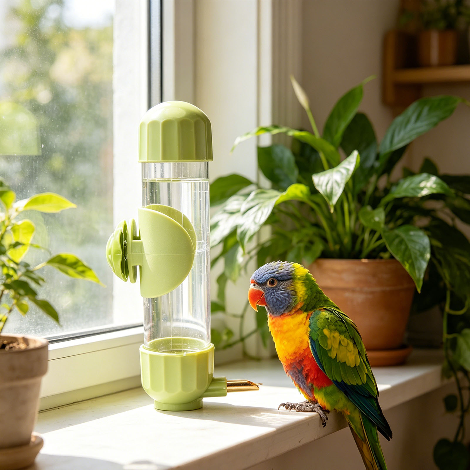 200ml Capacity Bird Water Dispenser Acrylic Material for Cockatiels