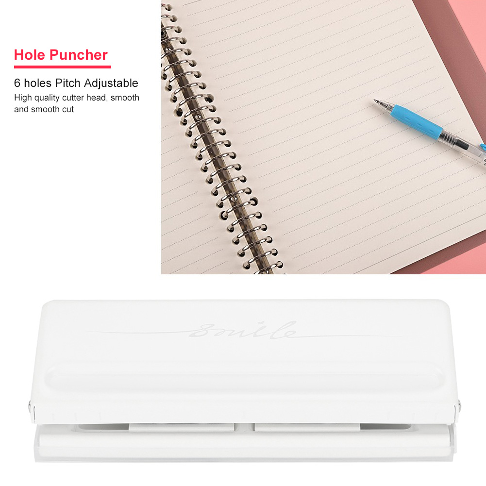 Manual 6-Hole Puncher Adjustable Spacing Paper Puncher Office School Suppl KRI✈️