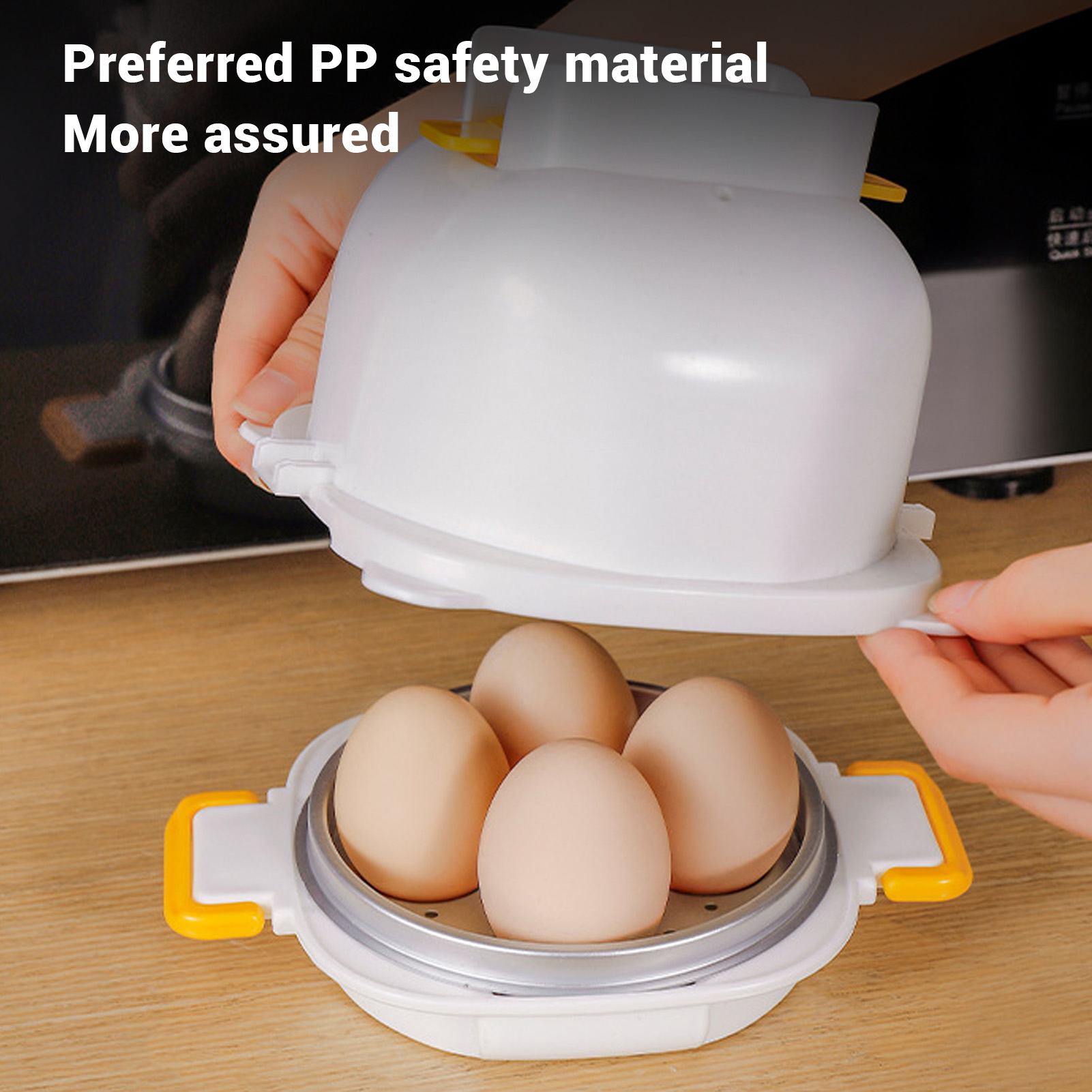°Microwave Egg Boiler Steaming Dual Use 4 Cavities Fast Microwave Boiled