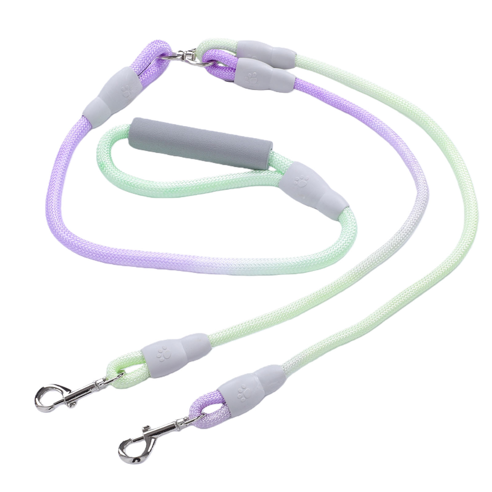 Double Dog Leash with Comfortable Padded Handle for Walking Two Pets Safely