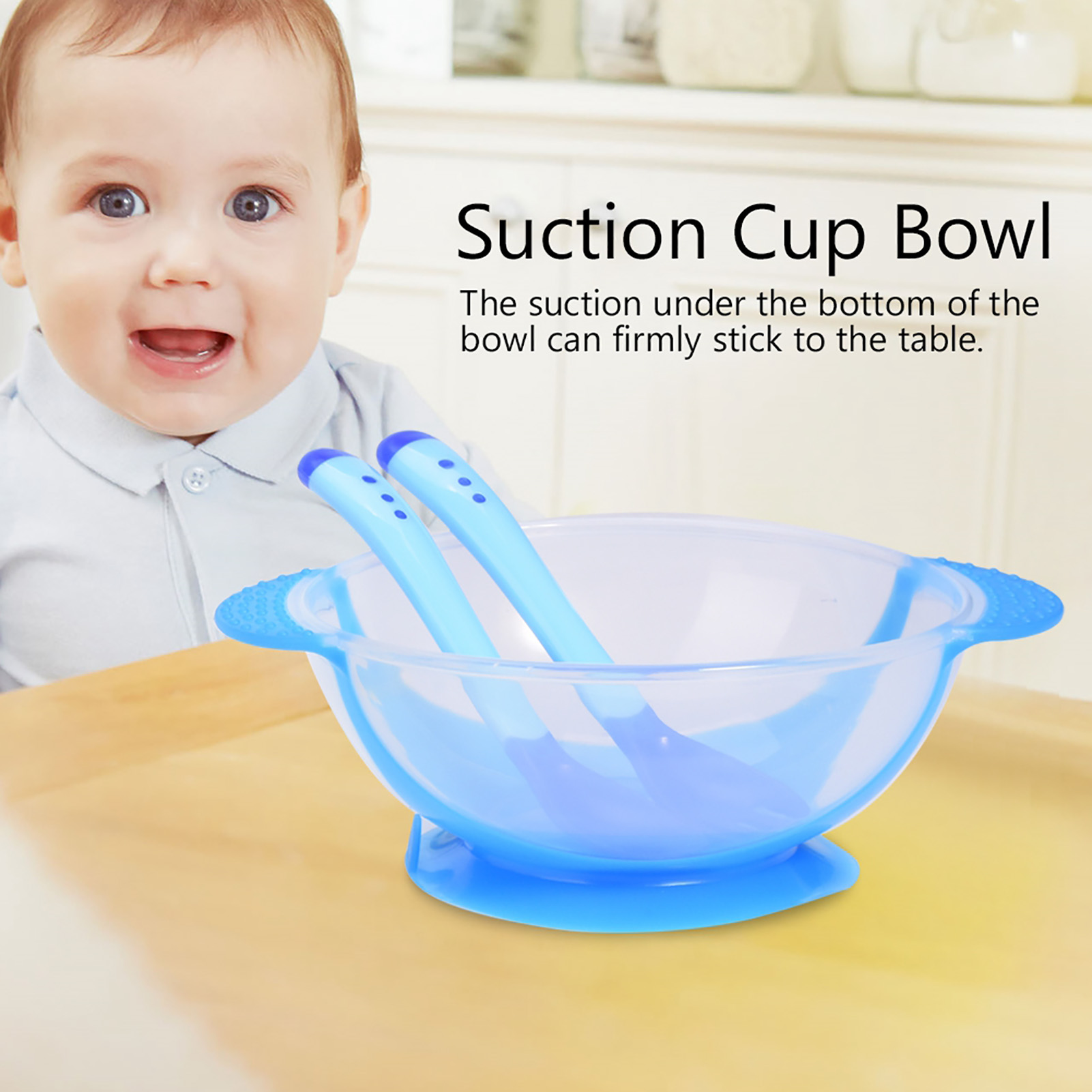 Baby Children Sucker Bowl Slip Resistant Tableware Sensing Fork And Spoon KRI✈️