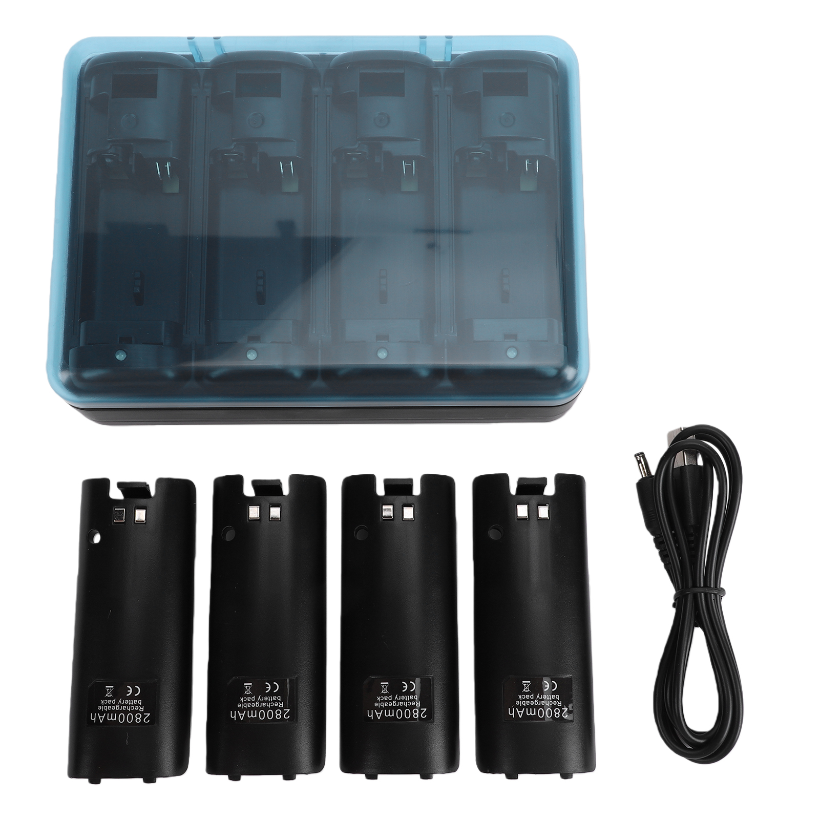 Game Console Battery Charger Dock with 4 Pack 2800mAh Rechargeable Batteries