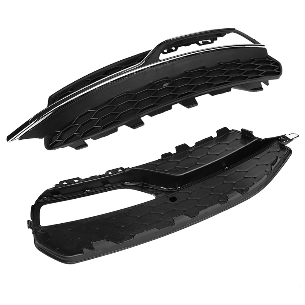 For S3 Style Front Bumper Fog Light Grilles Gloss Black For KRI✈️