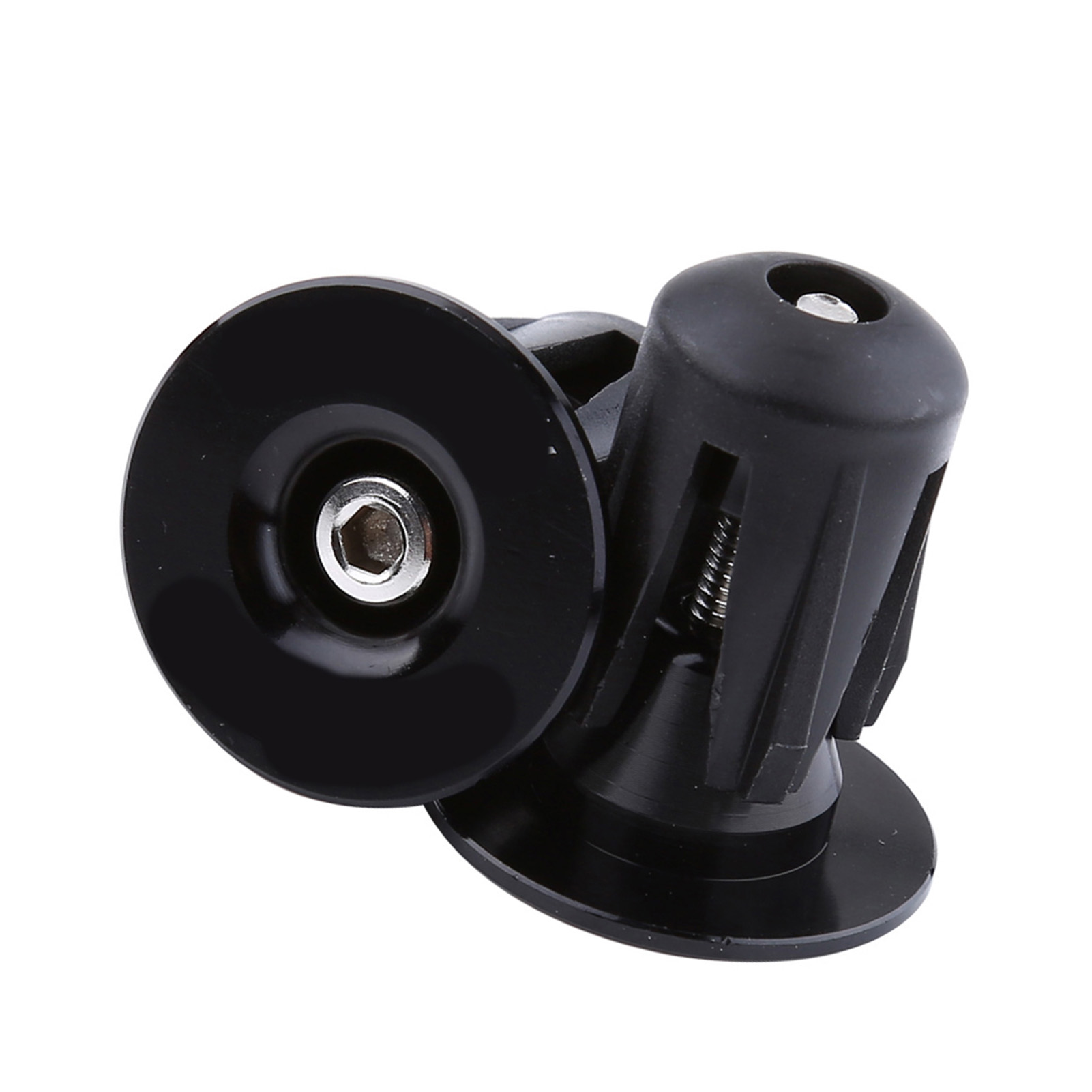 2pcs Colorful Aluminum Bike Bicycle Handlebars Bar Grips End Plugs Caps (Black)