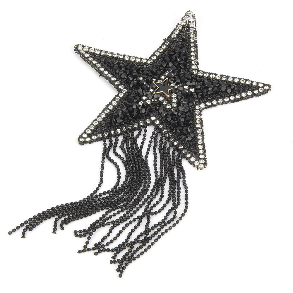 Plastic DIY Adhesive Star Pattern Clothing Rhinestones Tassel Patches Clot KRI✈️