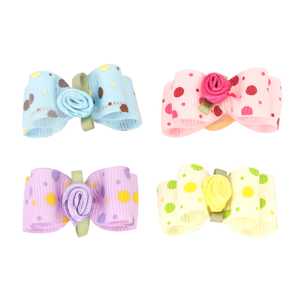 20Pcs Dog Hair Bowknot With Elastic Band Pet Puppy Teddy Grooming Hair Acc KRI✈️