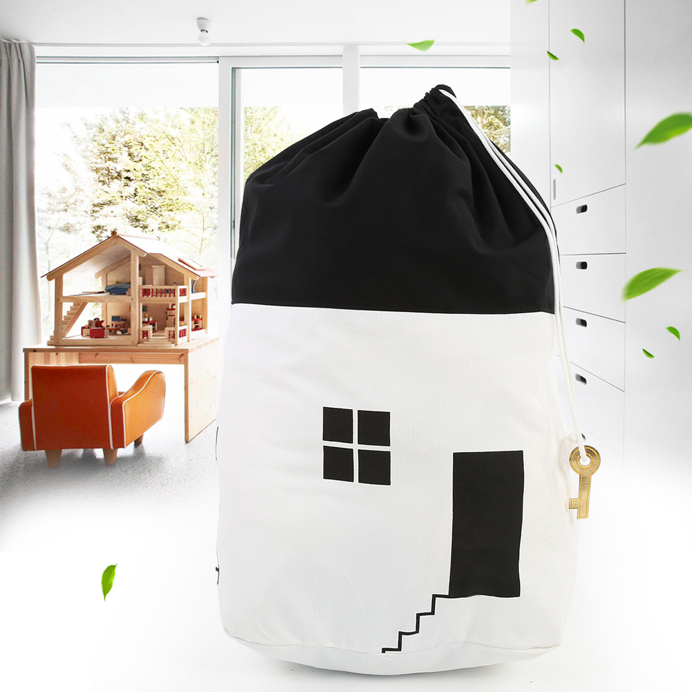 Drawstring Children Toys Storage Bag Massive Capacity House Appearance Whi KRI✈️
