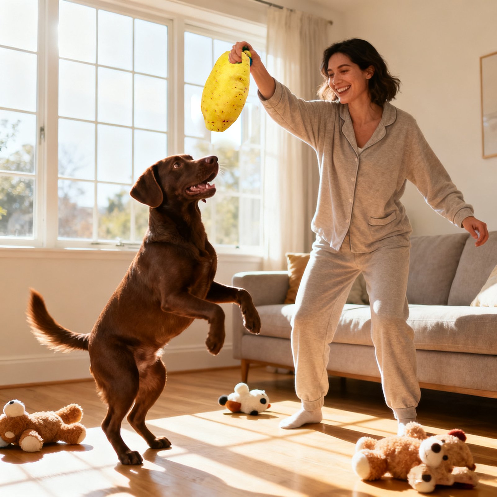 Pet Dog Plush Canvas Toy Simulation Vegetable Chew Squeak Toys(Potato Dog KRI✈️