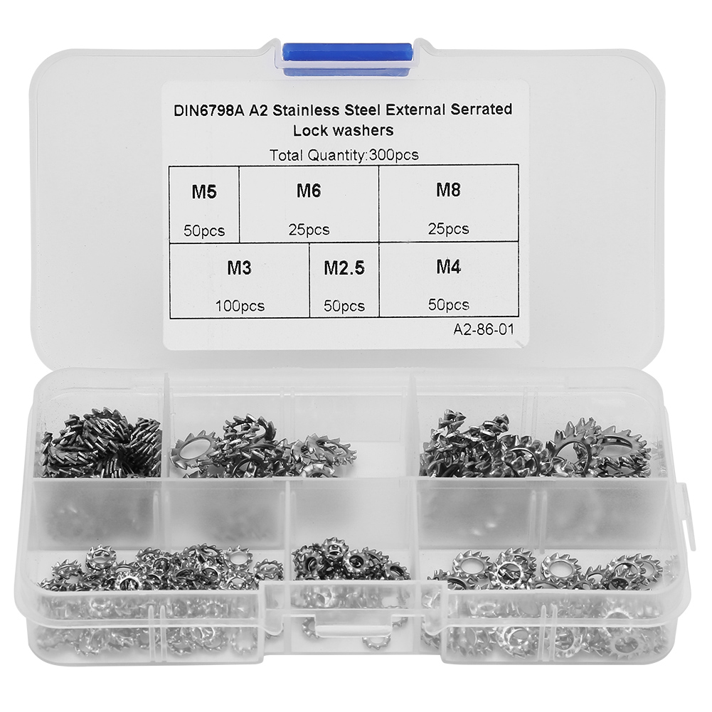 300pcs Stainless Steel Washer M2.5M3M4M5M6M8 External Toothed Screw N KRI✈️