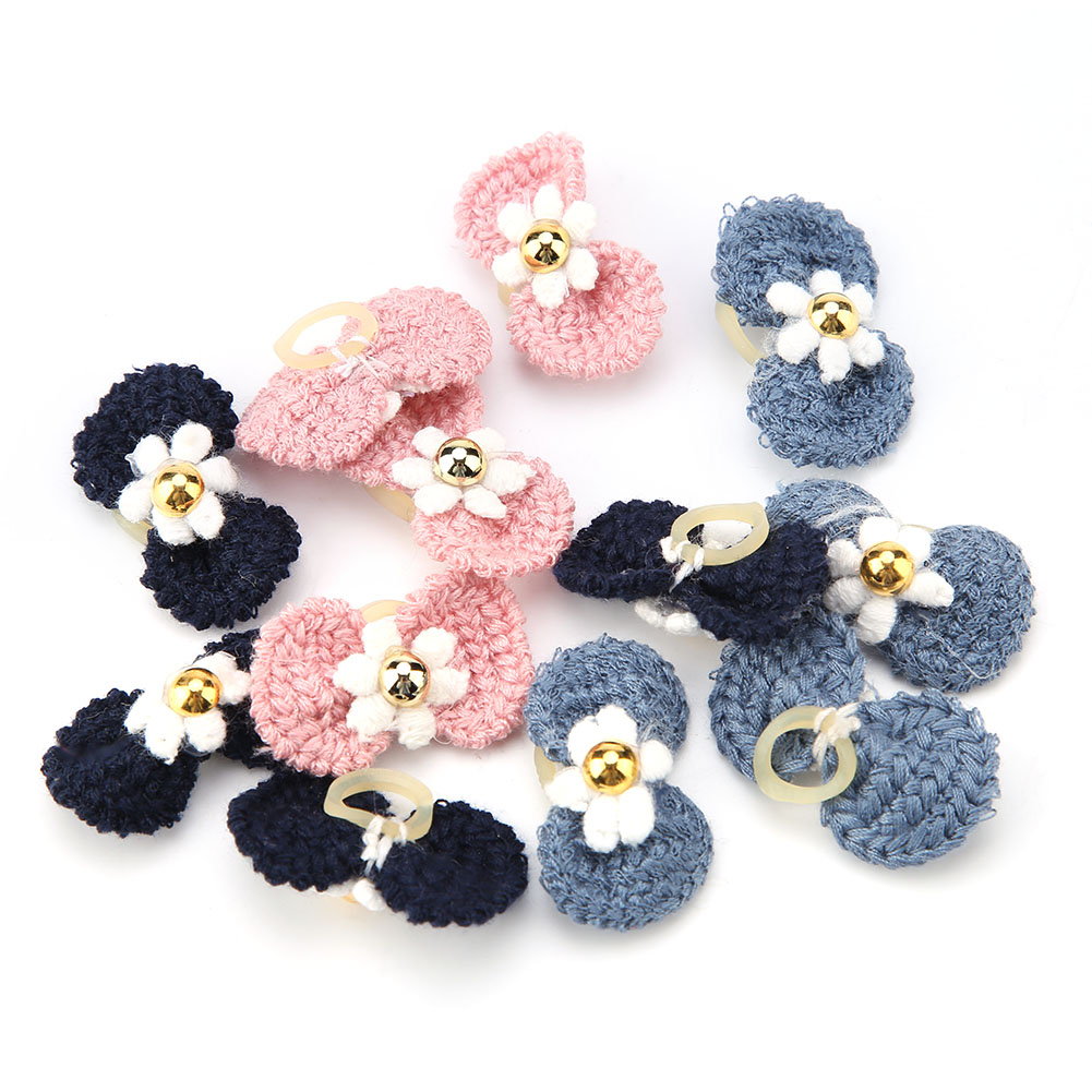 12Pcs Pet Hair Accessories Dog Elastic Hair Rope Band Cat Bowknot Shape He KRI✈️