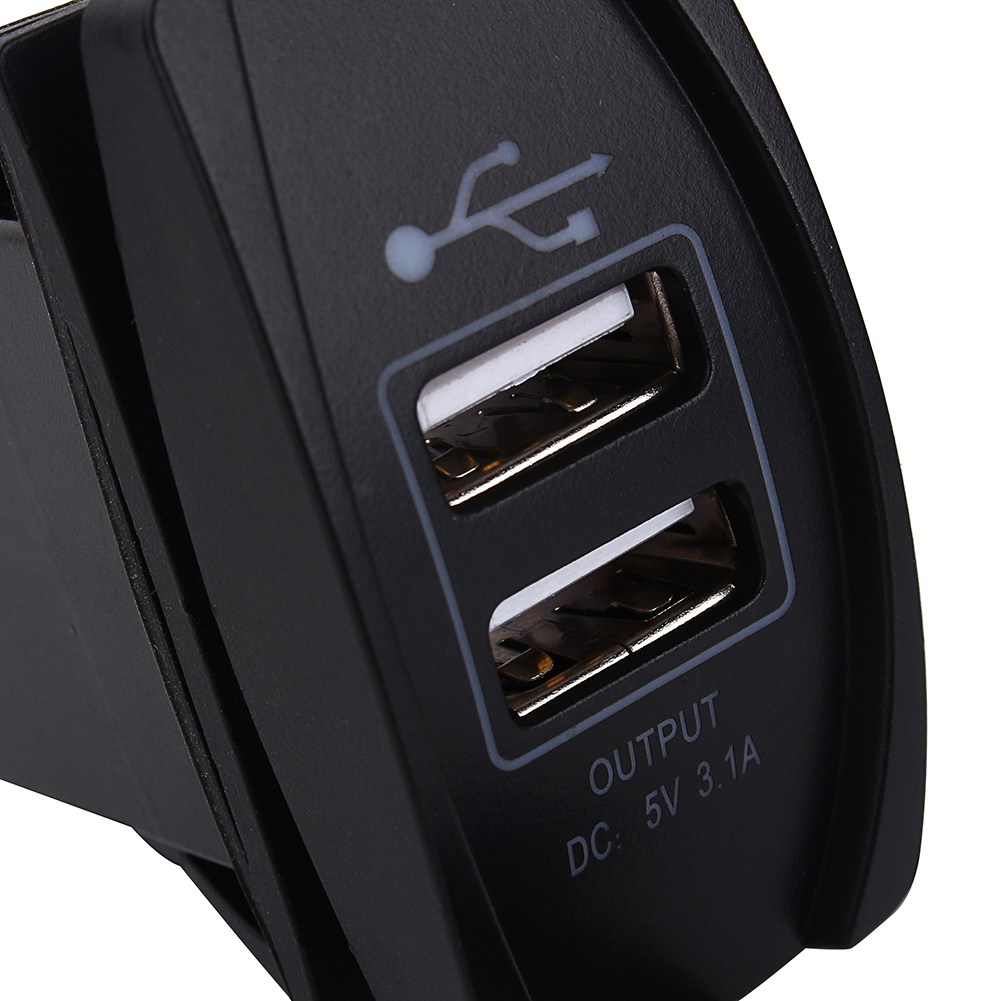 Car DC 12V‑24V Blue LED Dual USB Carling ARB Rocker Switches 5V 3.1A