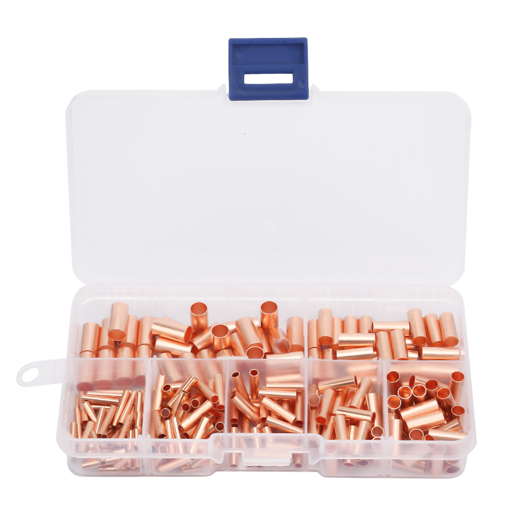 250 Pcs Red Copper Connecting Tube GT1-6mm Intermediate Wire Joint Tube