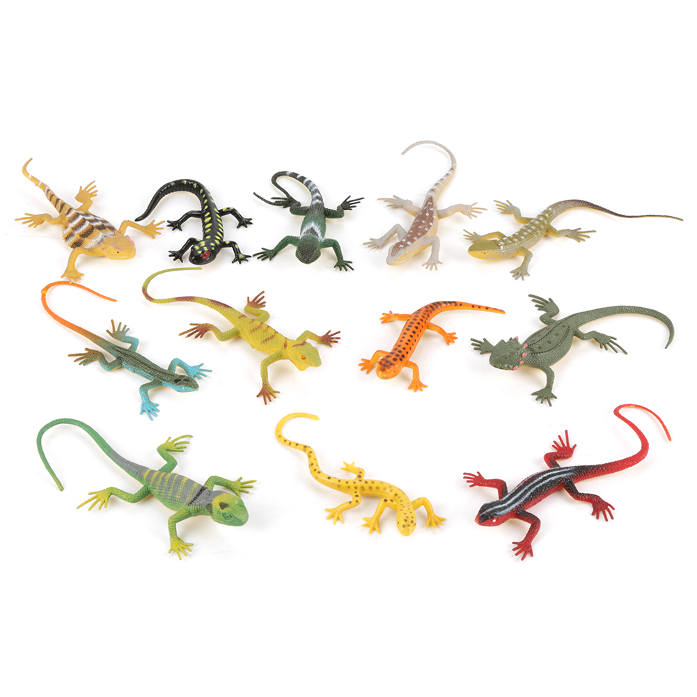 12Pcs/set Colorful Simulated Lizard Models Kids Children Animal Toys Teach KRI✈️