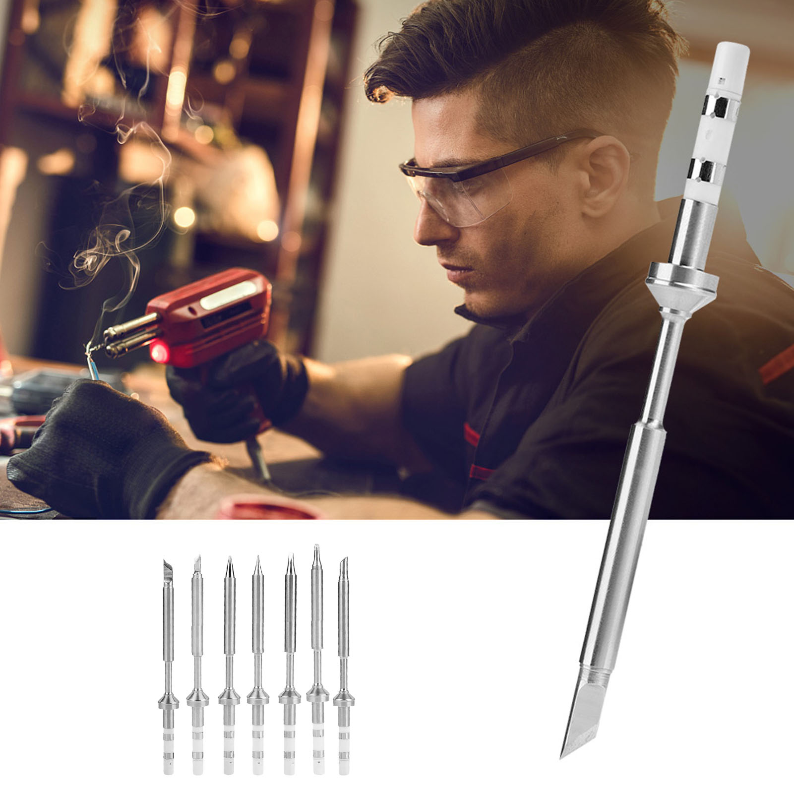 7pcs Mini Stainless Steel Soldering Iron Tips Replacement For TS100 Solder KRI✈️
