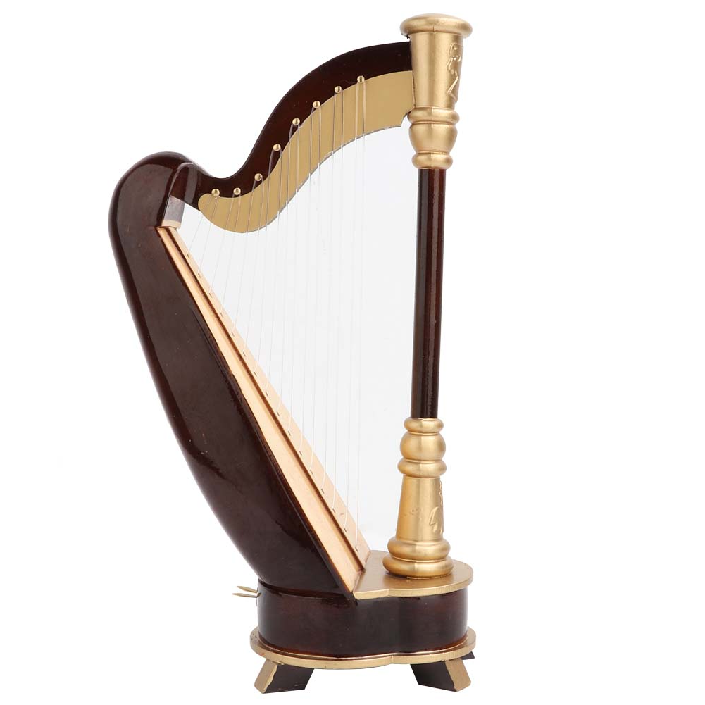 25cm Miniature Wooden Harp Model Musical Instrument Model Musical Gifts Ho KRI✈️