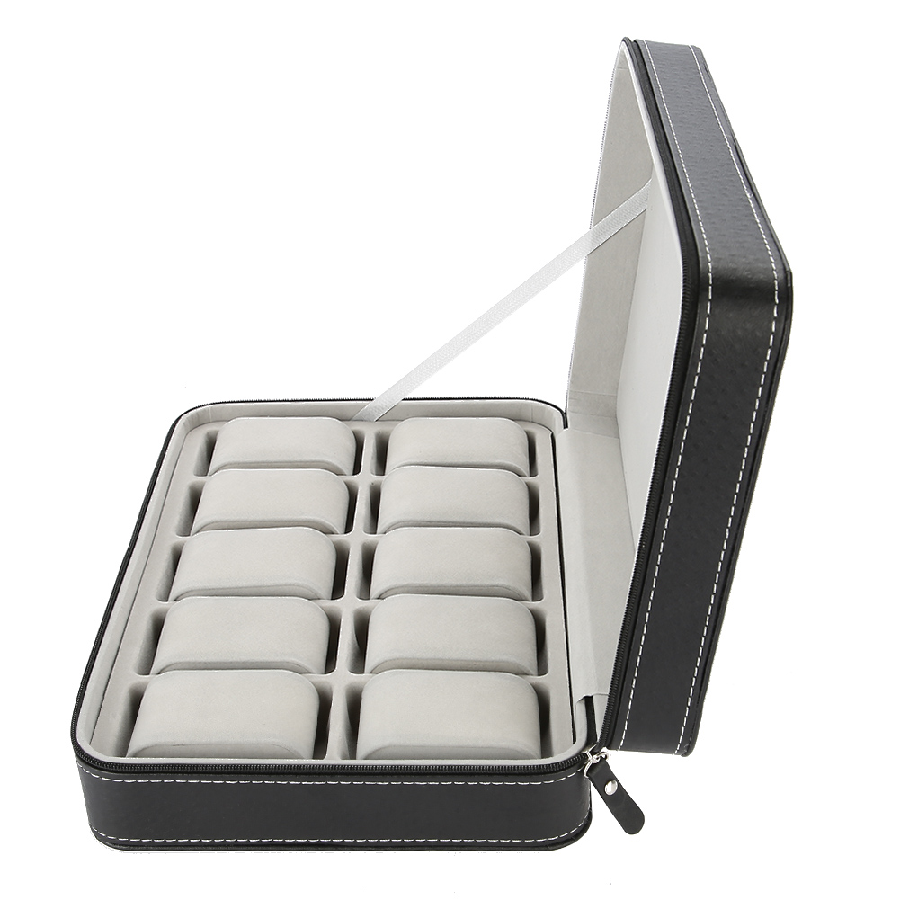 10 Grids Watch Display Storage Box Zipper Travel Collector Case Organizer KRI✈️