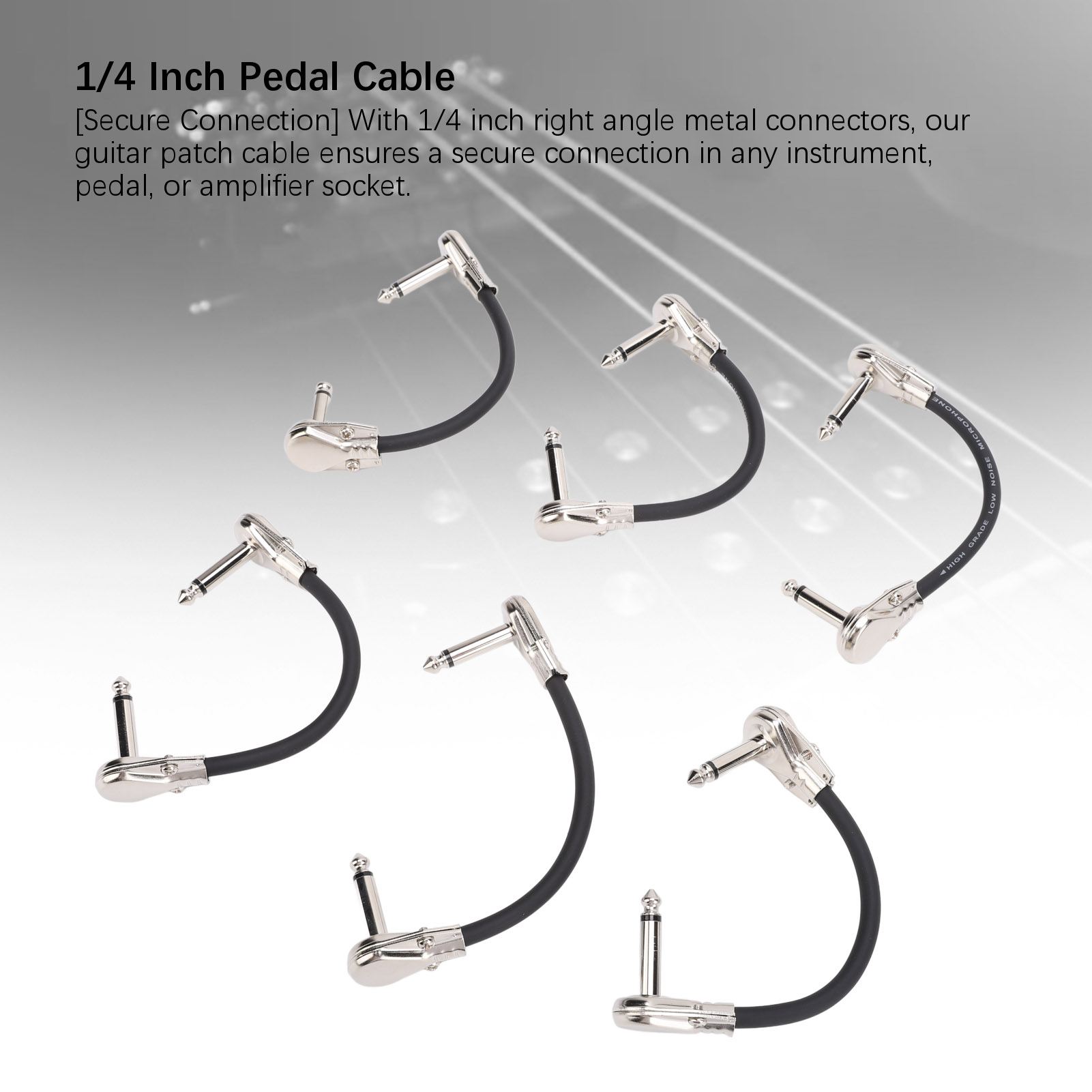 Guitar Pedal Cable 1/4 Inch 6 Pcs Reduce Noise Guitar Effect Pedal Cable PVC