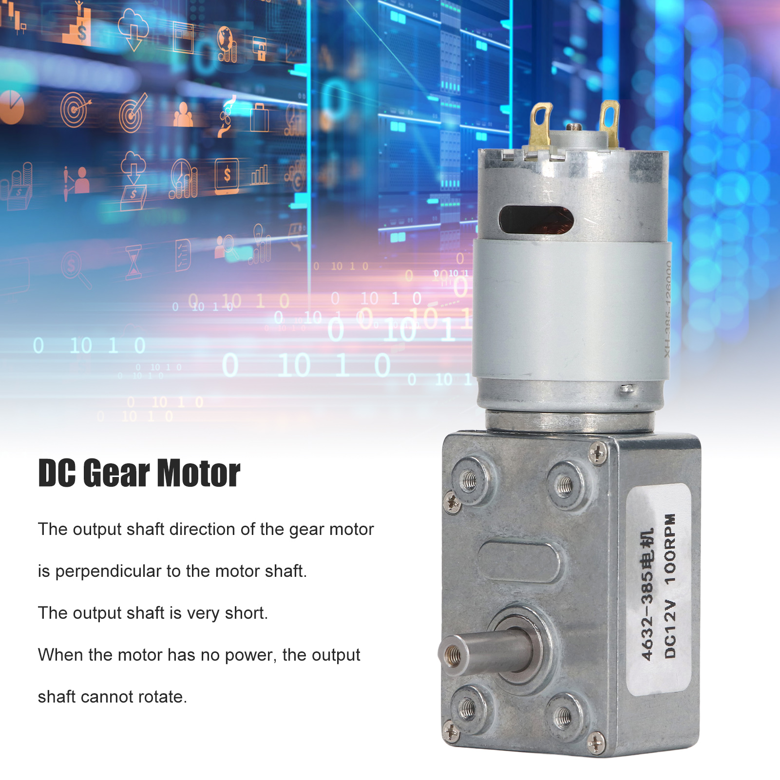 Geared Motor Accessory Worm DC 12V Self Locking CW CCW Gear Motor For - Produktbild 1
