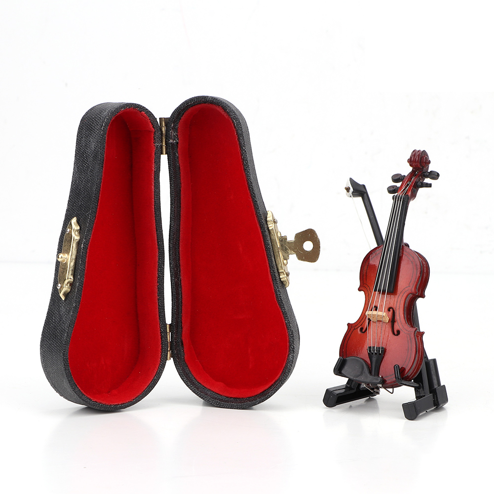 1:12 Miniature Wooden Instrument Violin Model With Box Simulation Accessor KRI✈️
