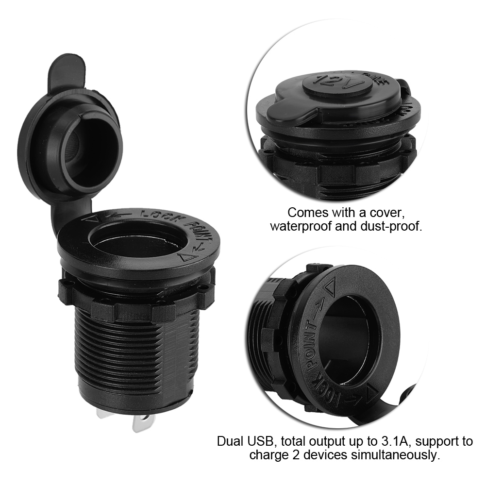 12V 24V ABS Car Motorcycle Cigarette Lighter Power Plug Socket With Waterp KRI✈️