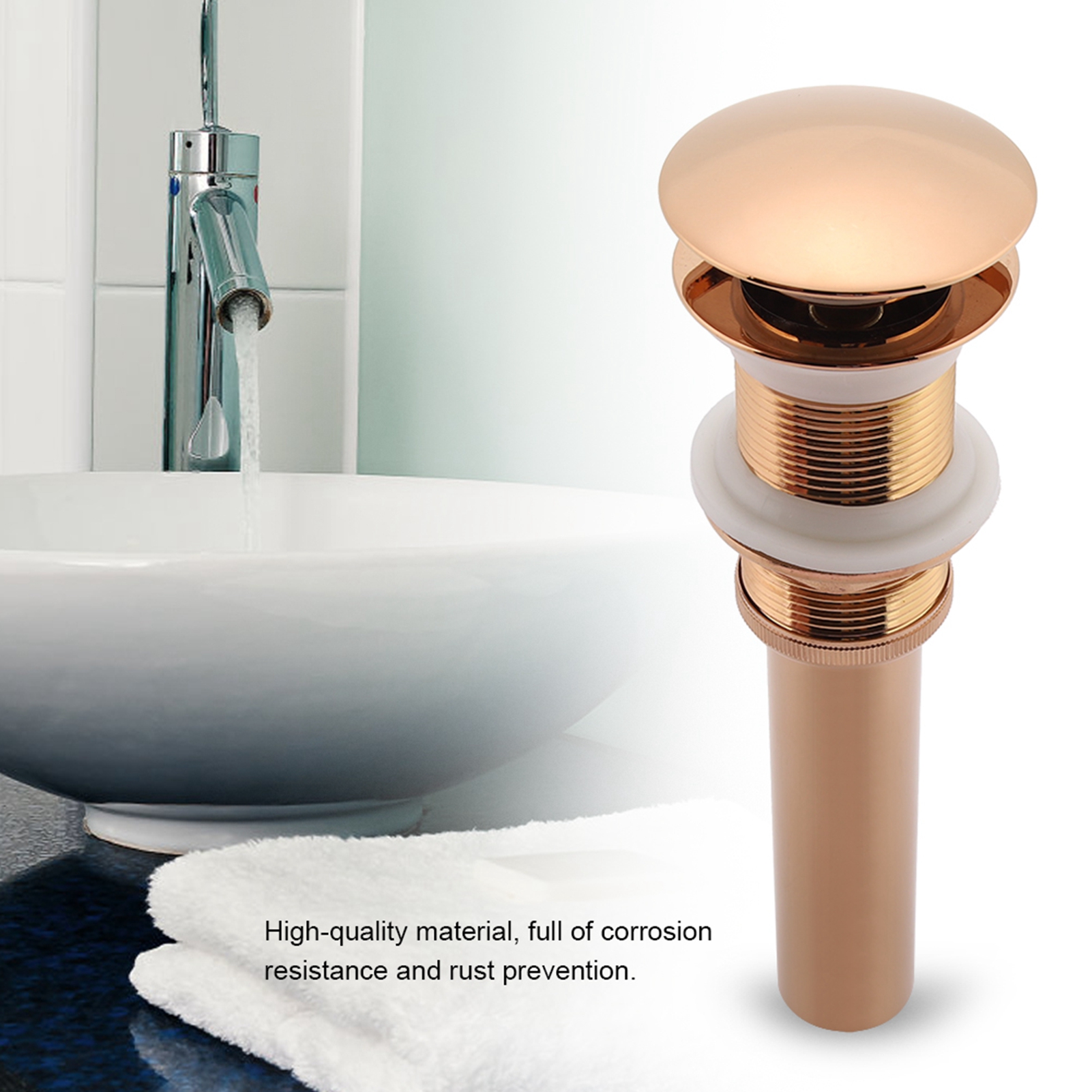 G1 1/4 Brass Bathroom Basin Sink Pop Up Drain Assembly NOn Overflow (Rose KRI✈️