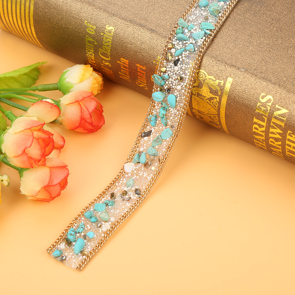 1M 2cm Width Crystal Beaded Rhinestone Crystals Trim Iron On Patch For Clo KRI✈️