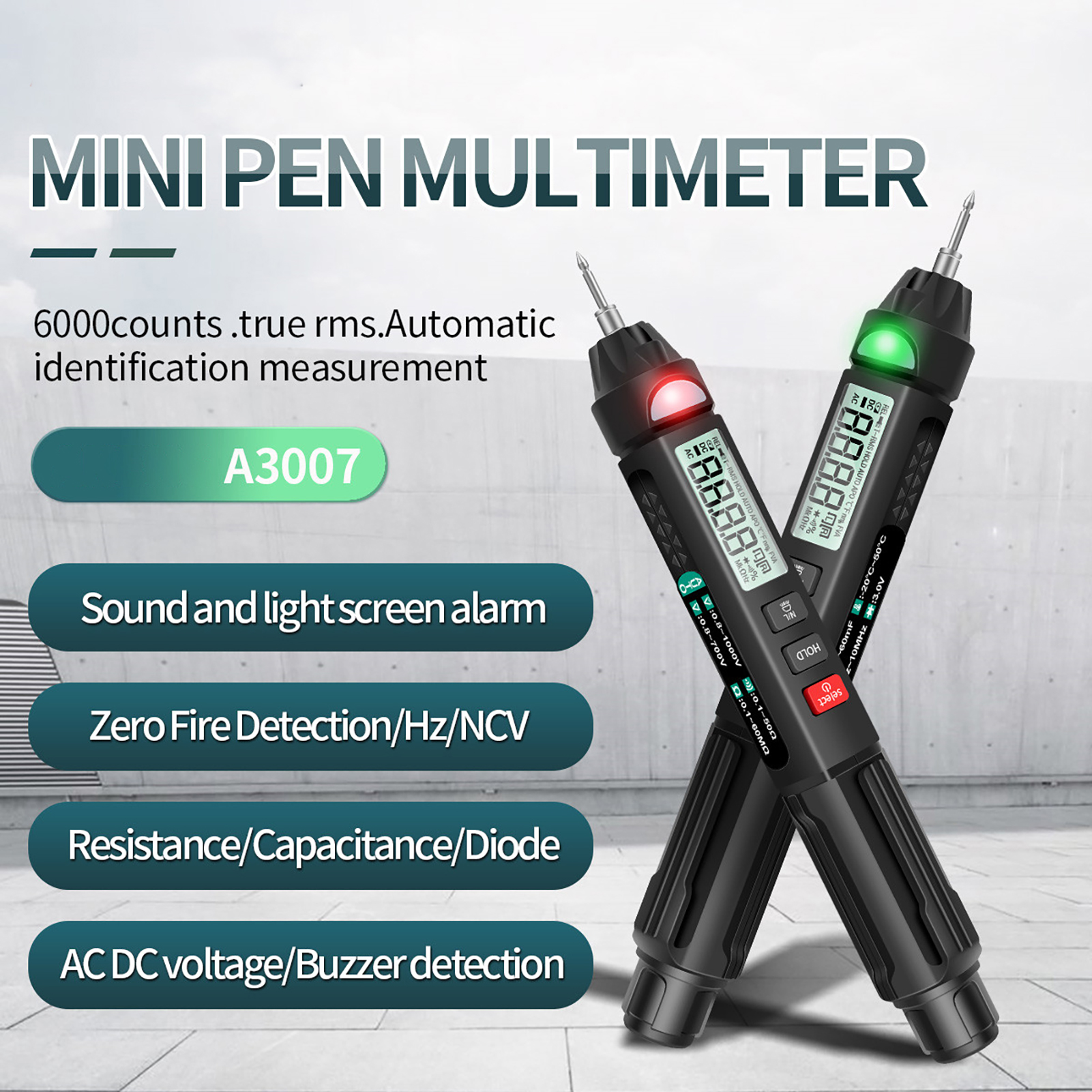 Pocket Digital Multimeter Electrical Tester w/ Data Hold Backlight for On