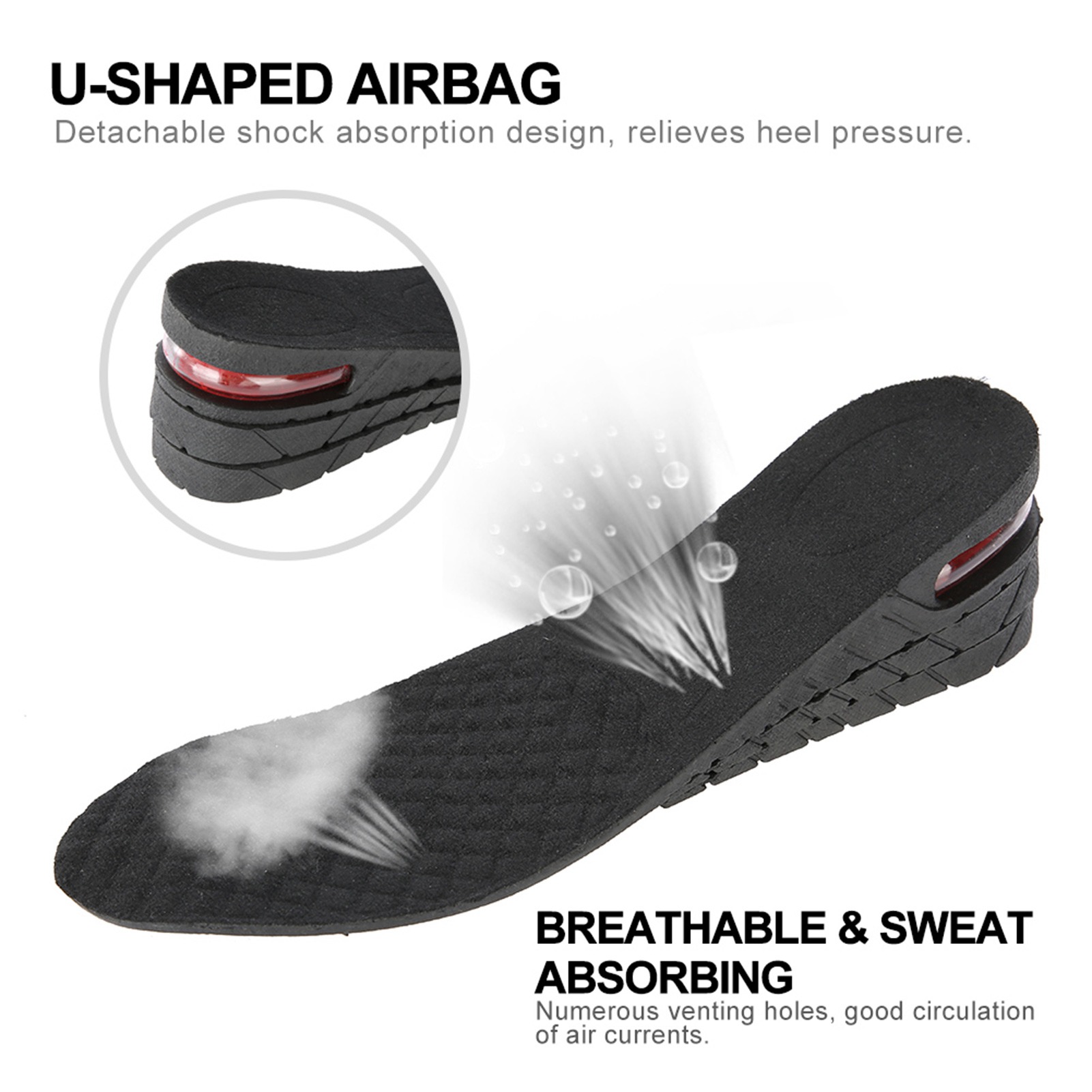 Four Layers Adjustable Height Increase Insoles Unisex PU Heel Lift Height Tall