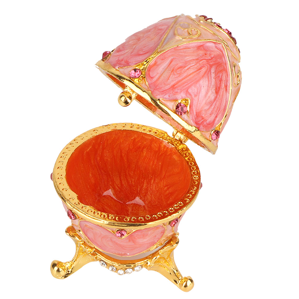 Vintage Enameled Easter Egg Diamante Jewelry Organizer Trinket Box Decorat KRI✈️
