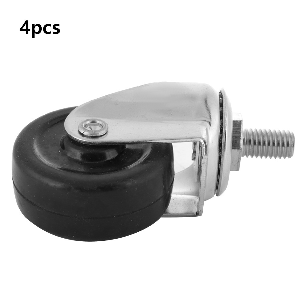 4pcs 2 Inch Caster Rubber Threaded Stem Roller Wheel For Trolley Fu KRI✈️