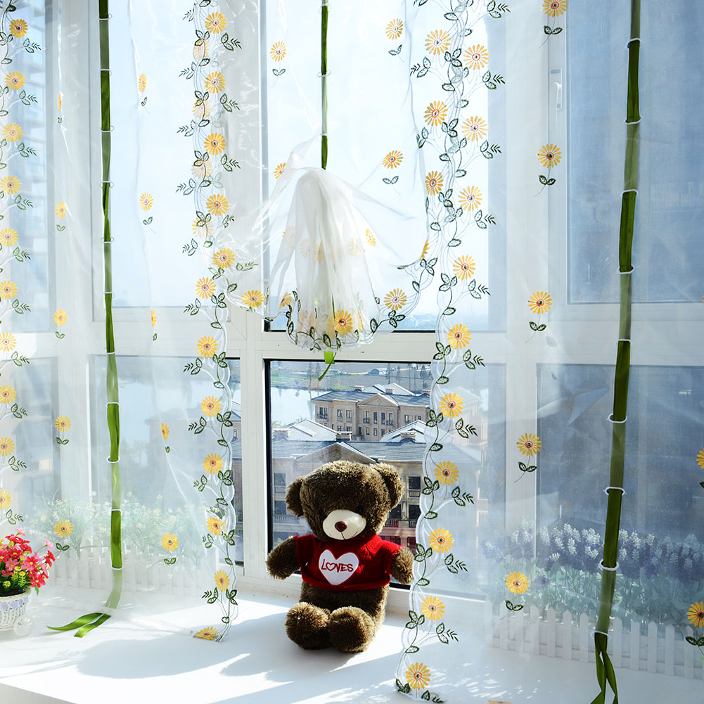 Tulle Yarn Screen Curtains Chrysanthemum Sheer Drape For Living Room Windo KRI✈️