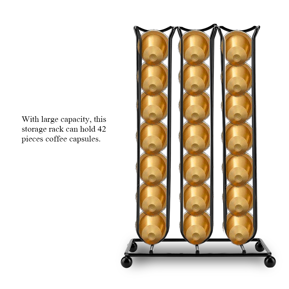Black Color Chrome Plating Iron Coffee Capsule Storage Rack For Holding 42 KRI✈️