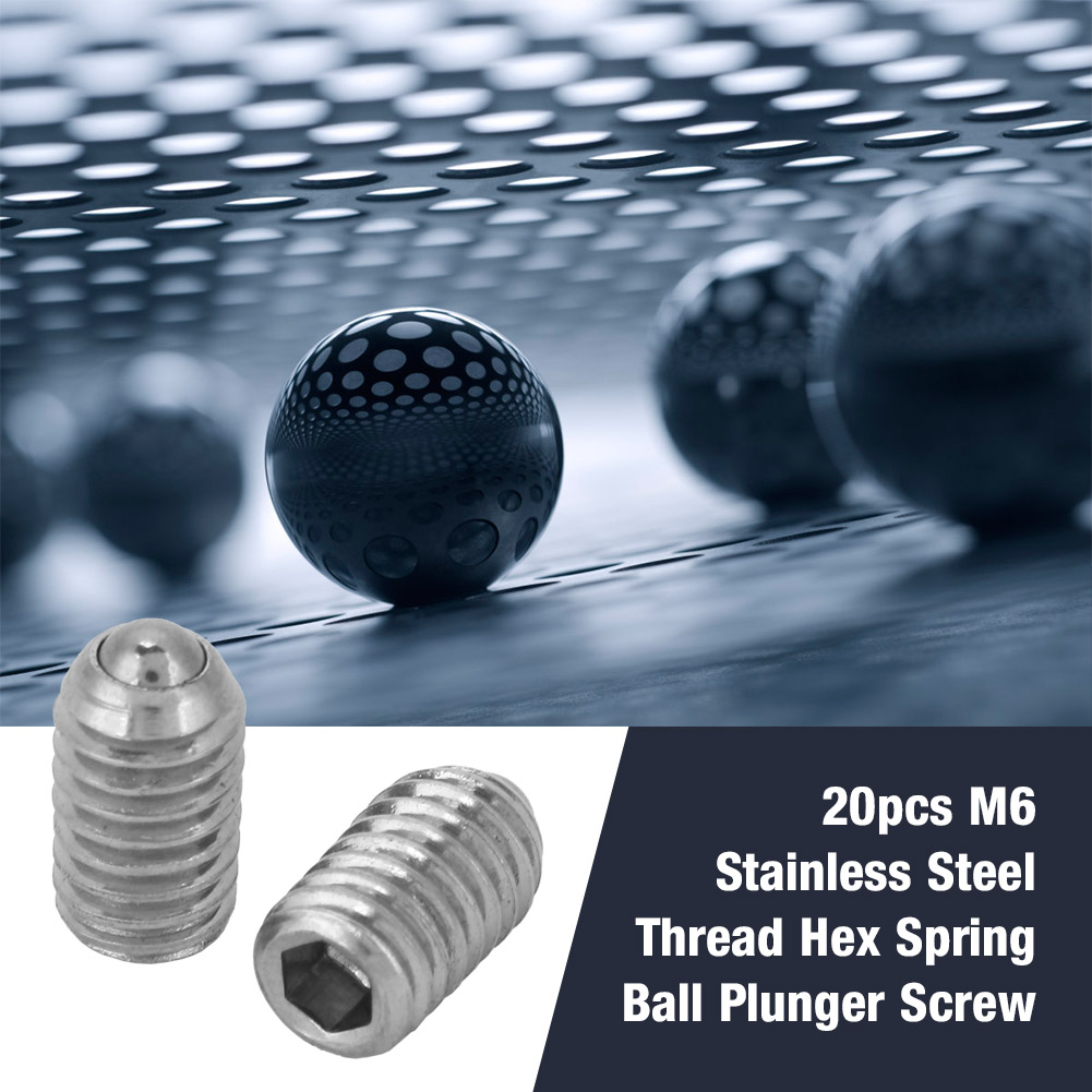 20pcs Set Stainless Steel Thread Hex Spring Ball Plunger Screw (M6*10) KRI✈️