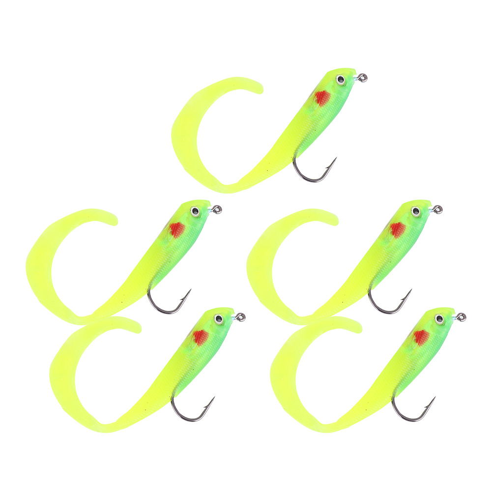 °5PCS Fish Lures Artificial Fake Bait Soft Lures Seabass Fishing Tackle With