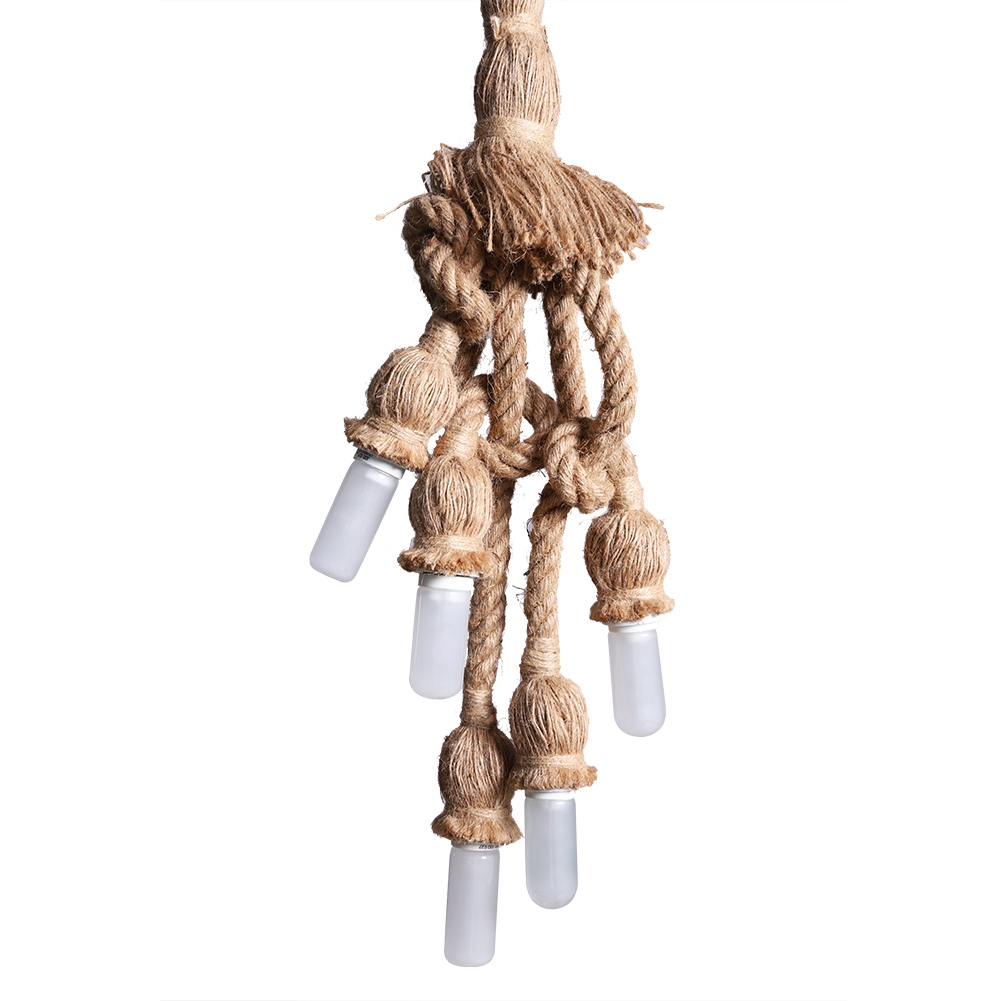 5 Head Vintage Hanging Hemp Rope For Light Retro Lamp Ceiling Pendant E27 KRI✈️