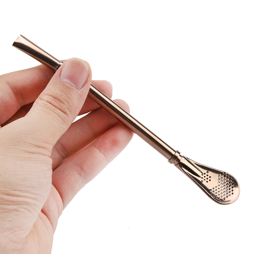 Stainless Steel Metal Drinking Straw Spoon Resuabl Washable Stirring Scoop KRI✈️