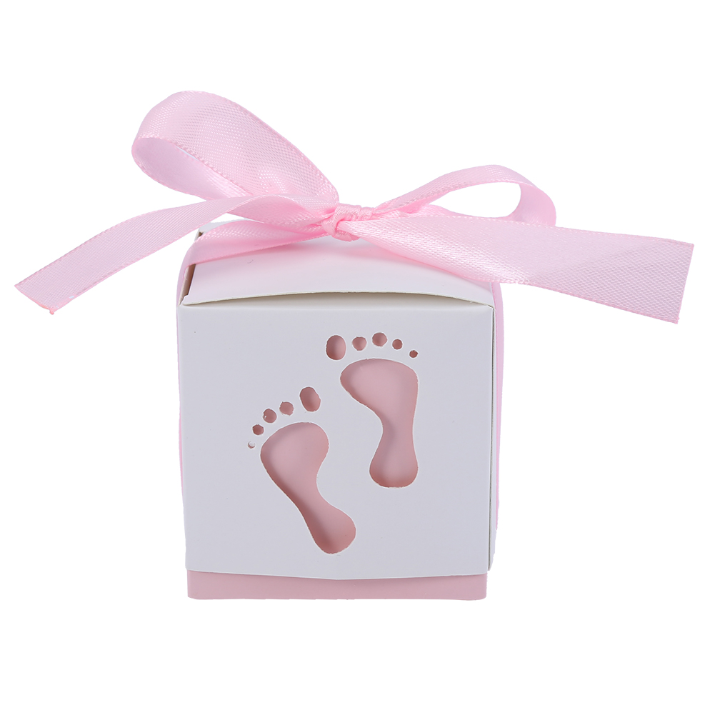 50Pcs Cute Baby Footprint Paper Candy Box Wedding Baby Shower Gift Candy B KRI✈️