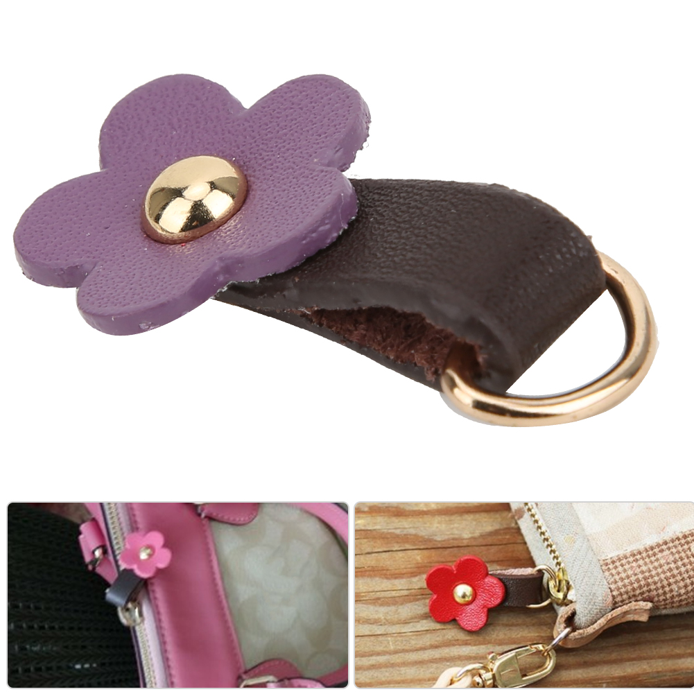 5Pcs Zipper Puller Heads Split Leather Flower Shape DIY Clothes Sewing Acc KRI✈️