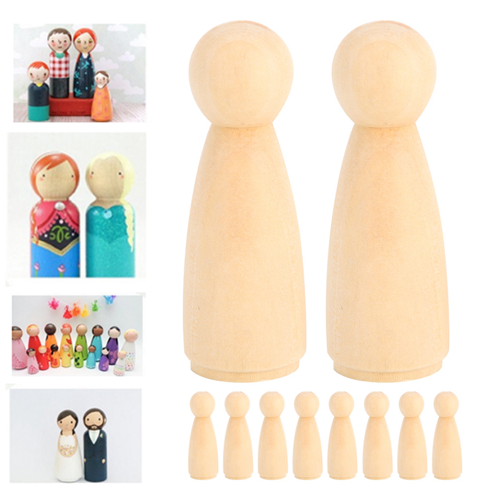 10pcs 75mm Female DIY Painting Dolls Wooden Children Painting Figure Toy C KRI✈️